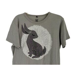 Cotton Tee T-Shirt Bunny Gray  Large Design Size Small